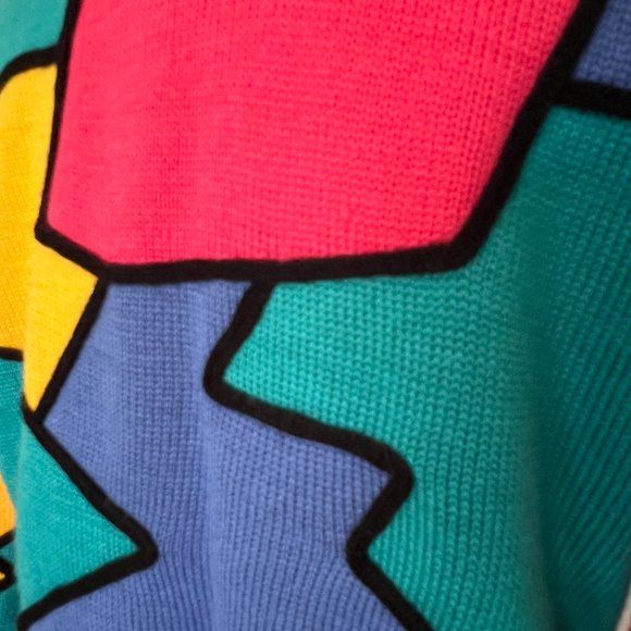 90's Chaus - Abstract Color Block Pullover Sweater - Size Small - Picture 7 of 8